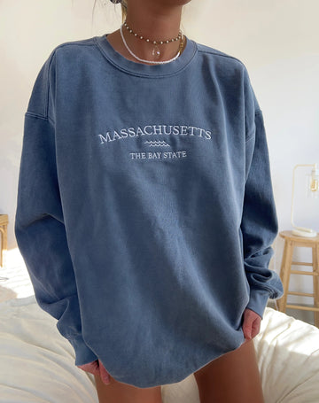 Embroider Massachusetts Sweatshirt Women's Hoodie