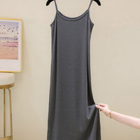 Cotton Knit Elastic Loose Slimming Camisole Maxi Dress