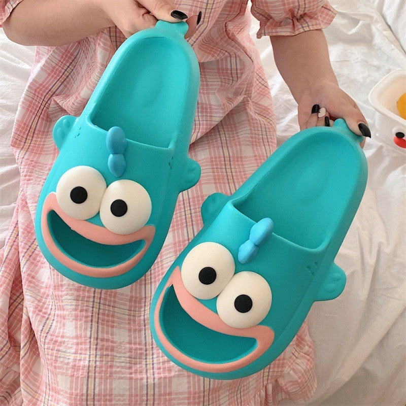 Ugly fish slippers for women to wear in summer, soft-soled anti-slip indoor couple slippers for home use