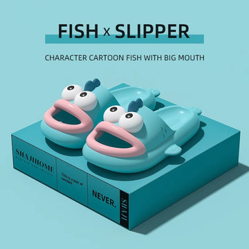 Ugly fish slippers for women to wear in summer, soft-soled anti-slip indoor couple slippers for home use