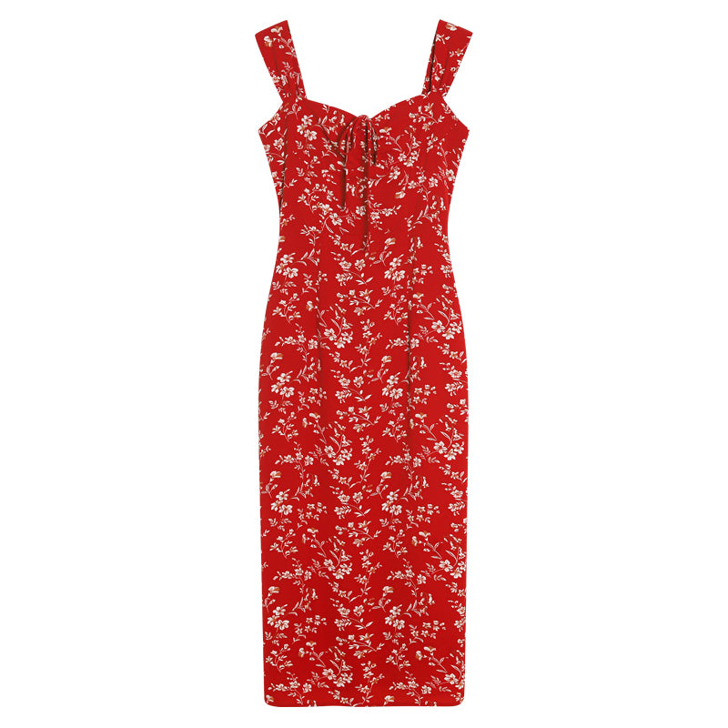 Floral red camisole dress