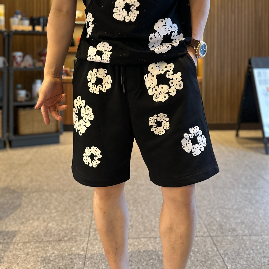 Printed hot drill personality sports casual five-point shorts