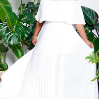 Off Shoulder Pleated Detail Maxi Dress