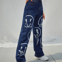 Graphic Wide Leg Jeans