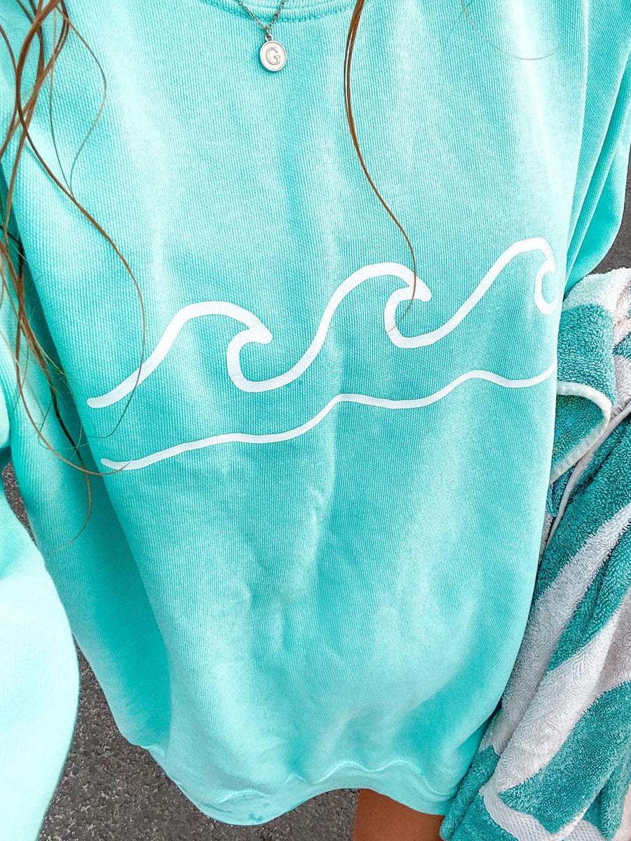 Blue Shores And Waves Printed Casual Sweatshirt