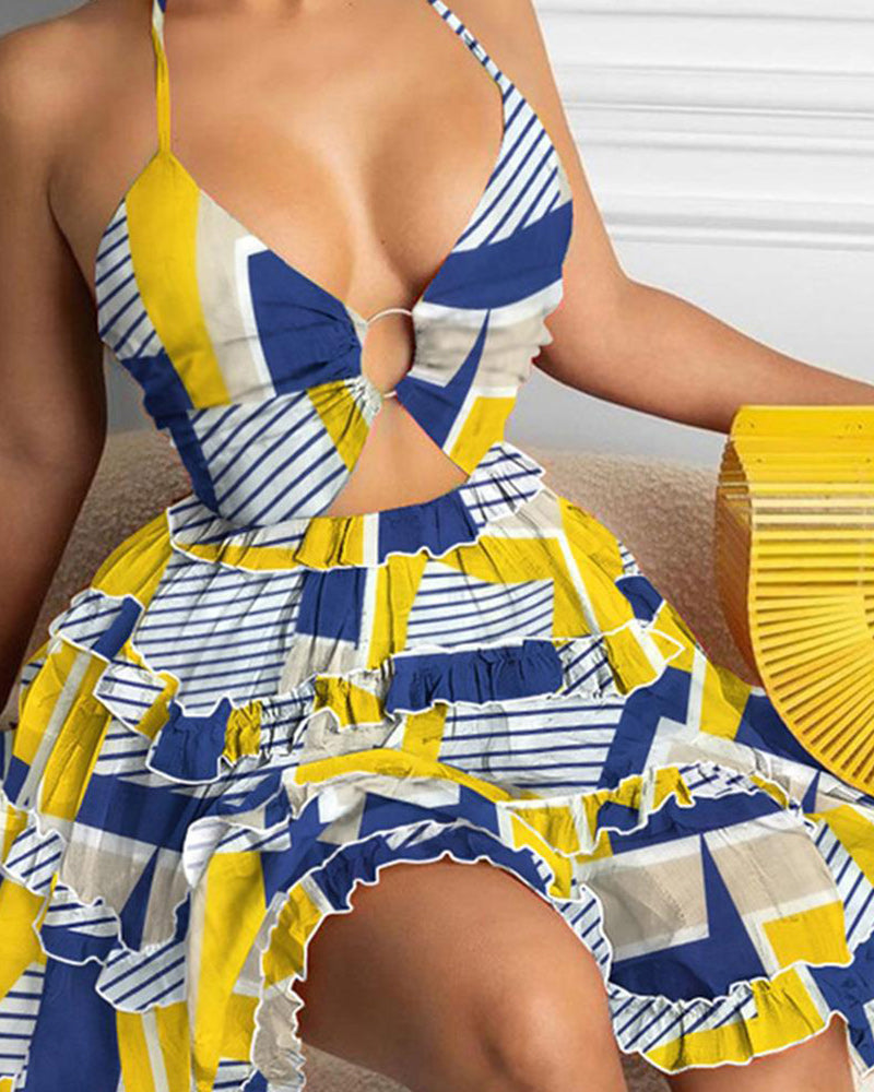 Printed Halter Mini Dress