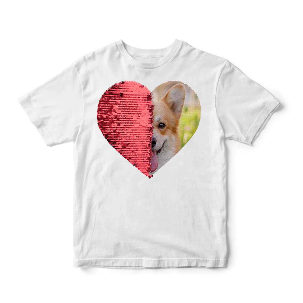 Custom Sequin Kids T-Shirts (Heart)