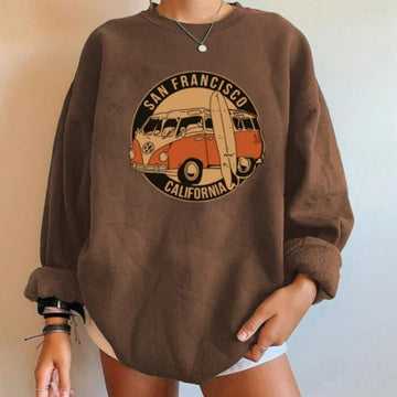 O-Neck Vintage Print Long Sleeve Sweatshirt