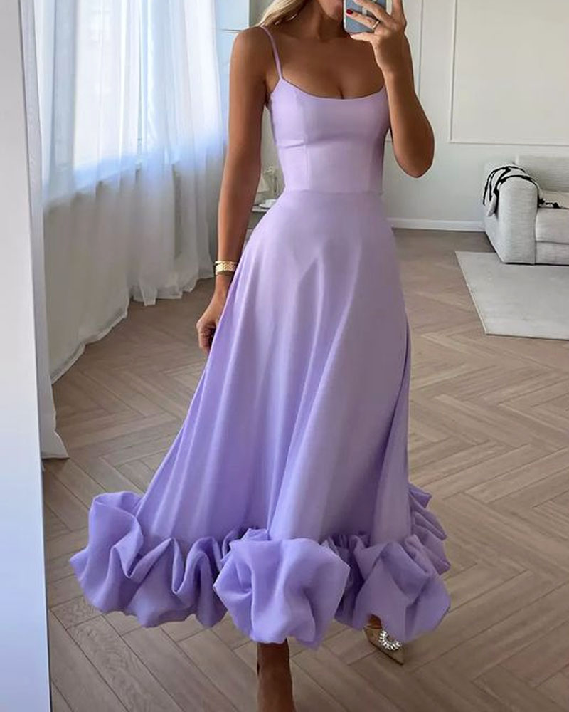 Elegant Solid Color Slip Dress