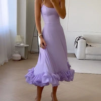 Elegant Solid Color Slip Dress