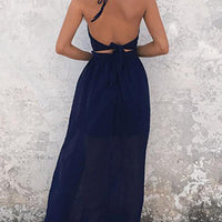 Sling Hollow Slit Sexy Vacation Style Ladies Long Dress
