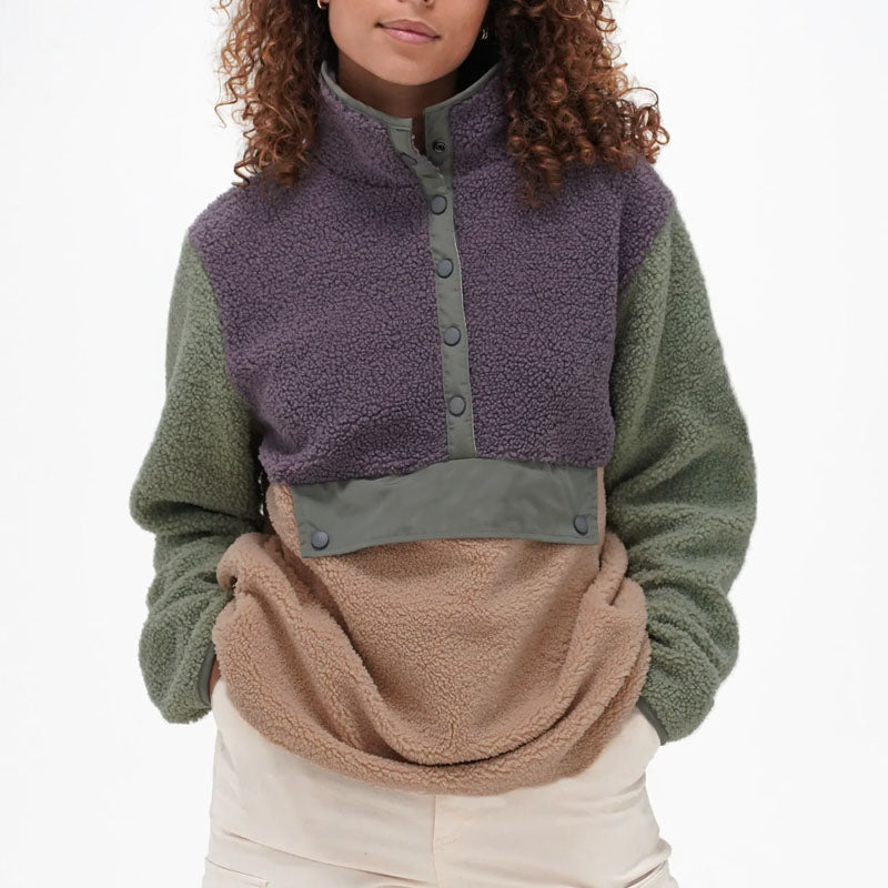 Women Color Patchwork Fleece Sweatshirt