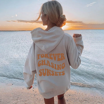 Women's Forever Chasing Sunsets Print Casual Aesthetic Hoodie