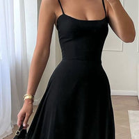 Elegant Solid Color Slip Dress