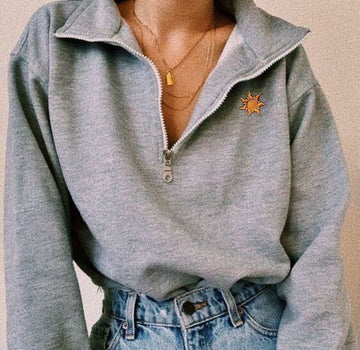 Vintage Round Neck Printed Long-sleeve Sweatshirt