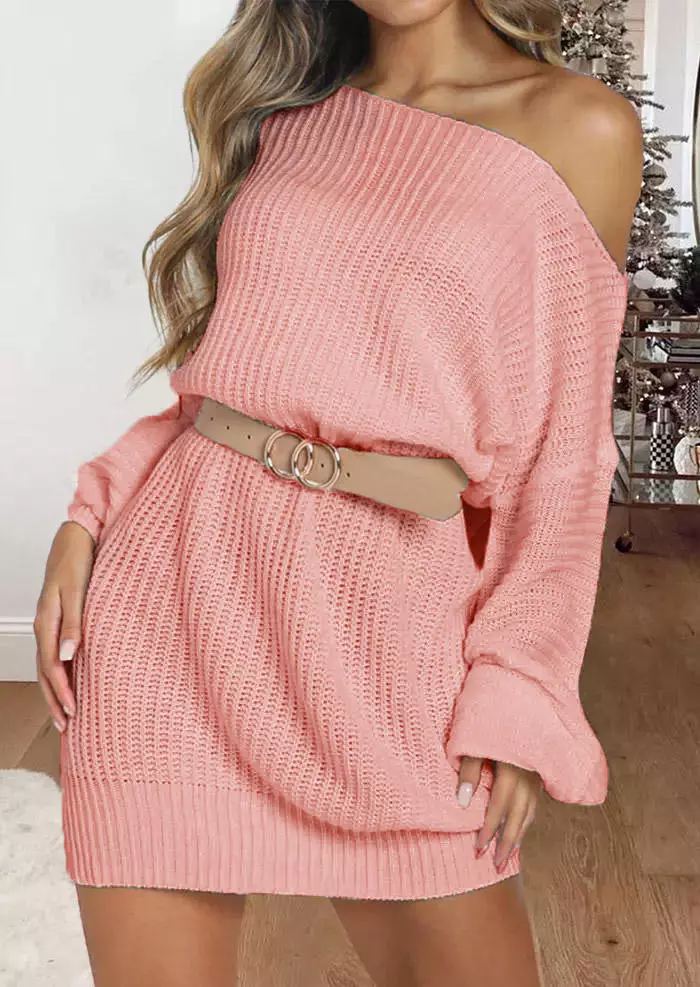 Long Sleeve O-Neck Sweater Mini Dress