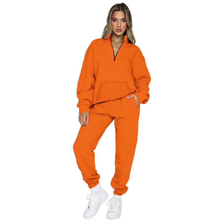 V Neck Casual Long Sleeve Sweatshirt Jogger Pants 2 Piece