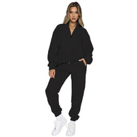 V Neck Casual Long Sleeve Sweatshirt Jogger Pants 2 Piece