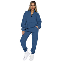 V Neck Casual Long Sleeve Sweatshirt Jogger Pants 2 Piece