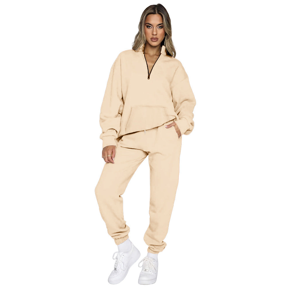 V Neck Casual Long Sleeve Sweatshirt Jogger Pants 2 Piece