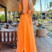 Fake Two Piece Holiday Style Bright Color Women's Dress