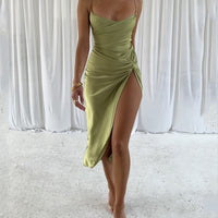 Sexy Solid Color Slit Dress